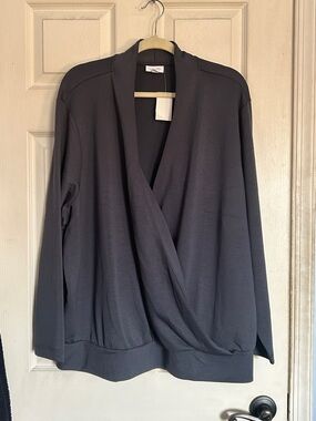 J. Jill grey faux wrap v neck long sleeve top size 4X